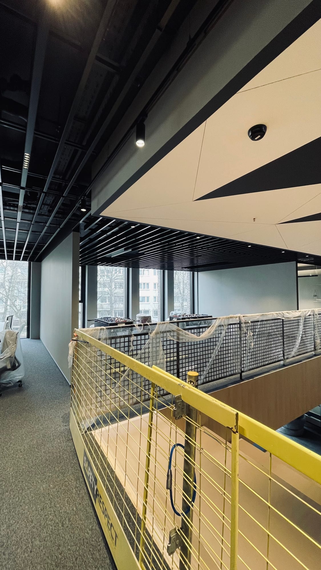 On-site fit-out — upper-floor walkway
